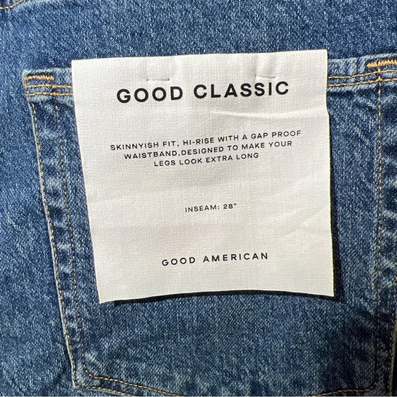 NWT! Good American Good Classic High Rise Jeans Size 15 Skinnyish Fit 28” Inseam - Picture 4 of 14